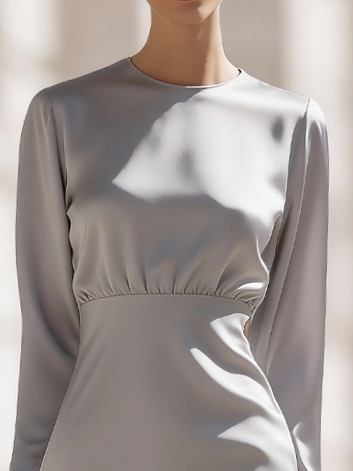 Elegant Long-Sleeve Sheath Midi Dress