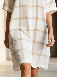 Relaxed Plaid Short-Sleeve Shirt Dress