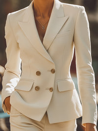 Elegant Double-Breasted Tailored Pantsuit