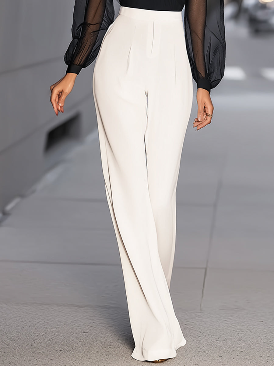 High-Waist Tailored Wide-Leg Trousers