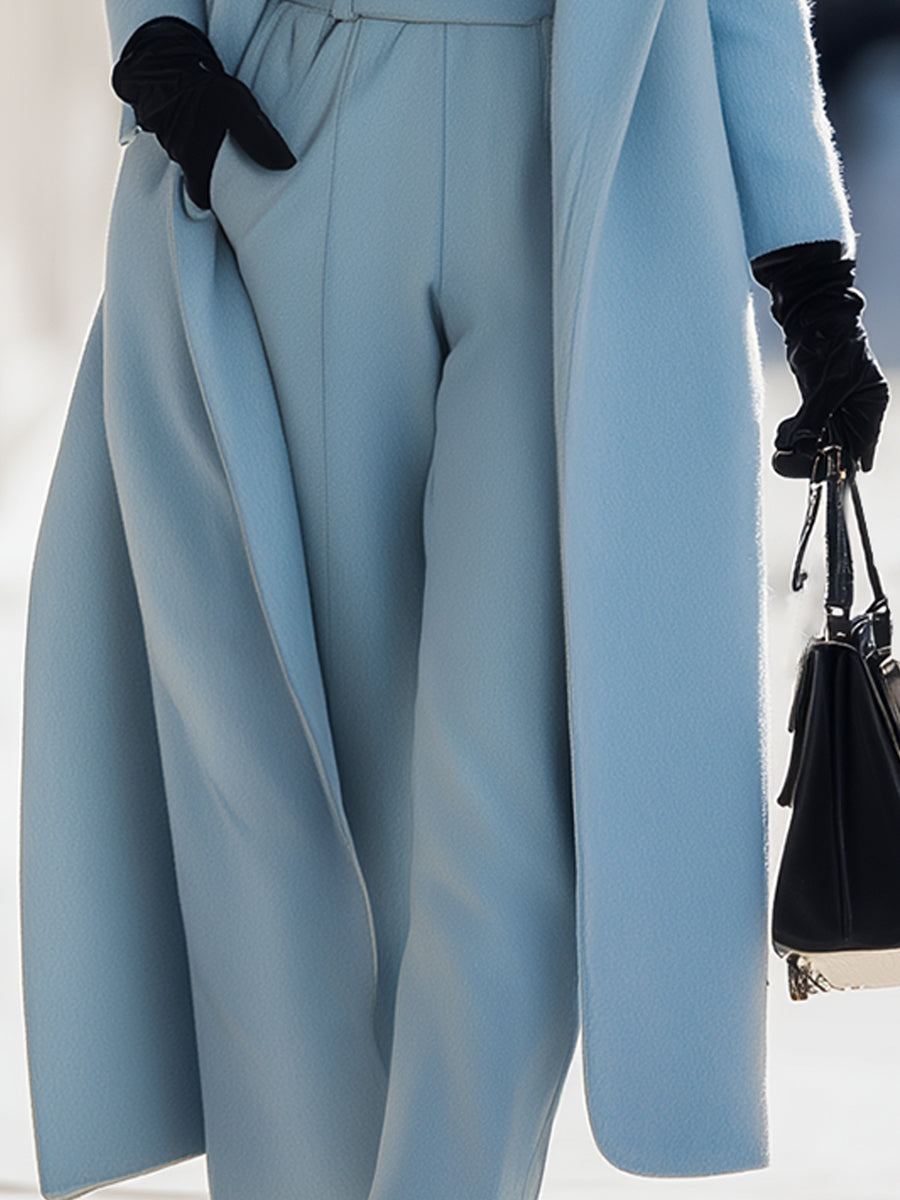 Pastel Blue Double-Breasted Coat