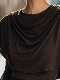 Draped Layered Chocolate Brown Top