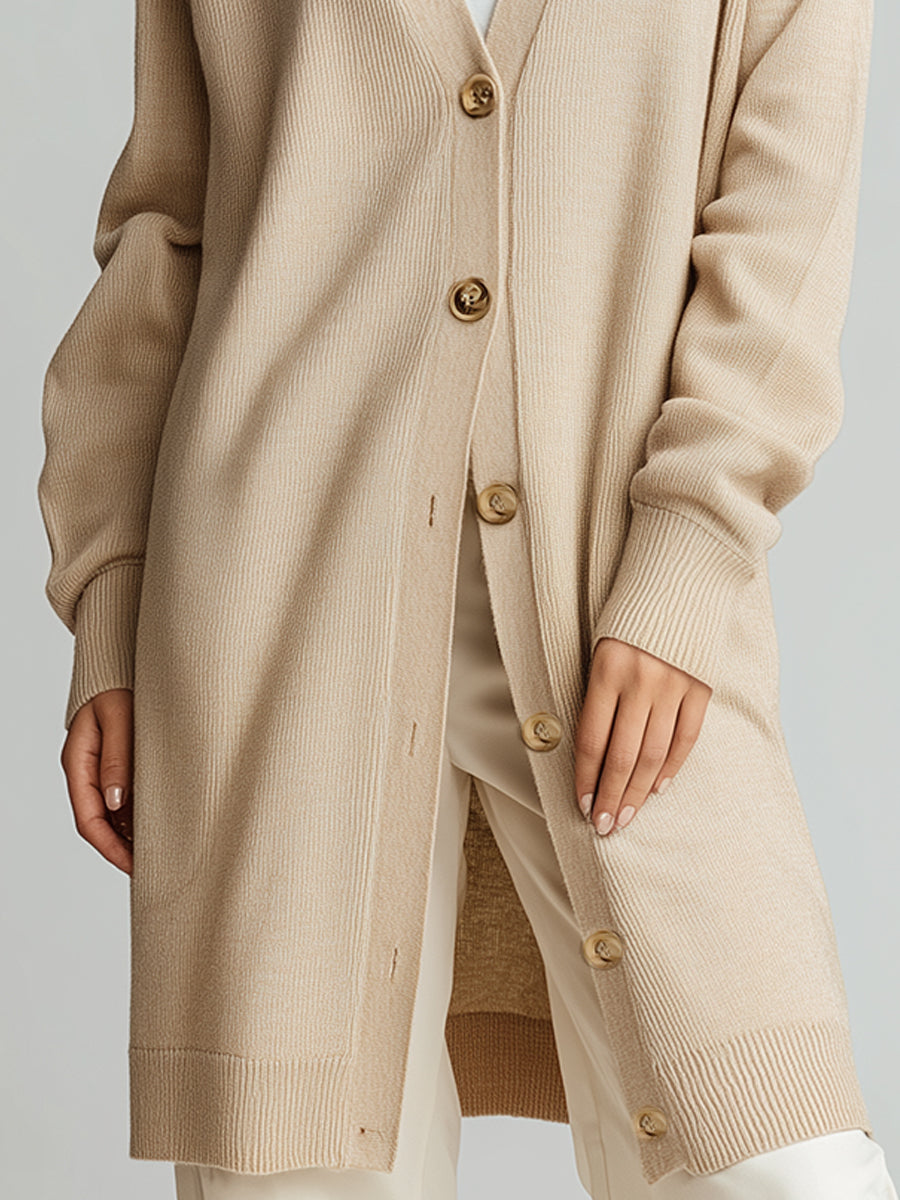 Long V-neck Knitted Cardigan