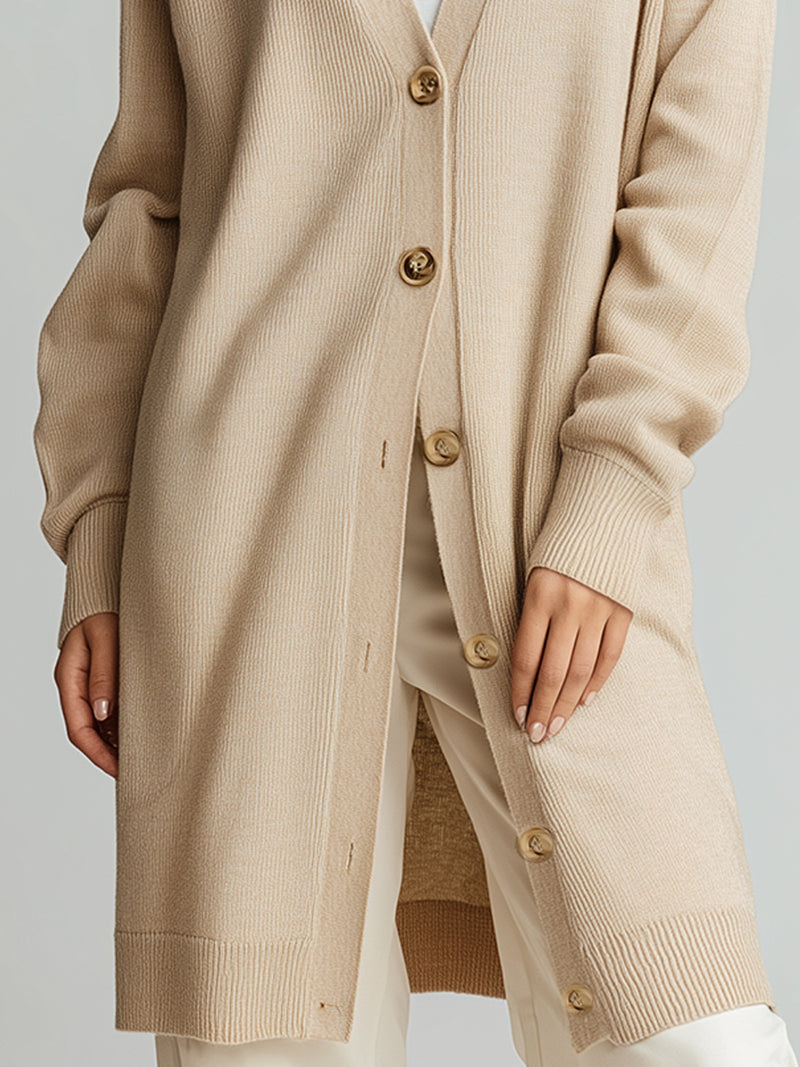 Long V-neck Knitted Cardigan
