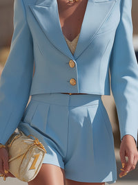 Cropped Blazer And High-Waist Shorts Set