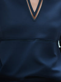 Cutout V-Neck Polished Knit Top