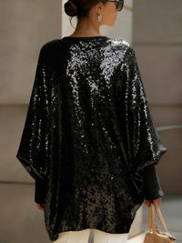 Ivory Sequin Oversized Knit Sweater