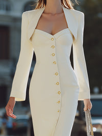 Ivory Tailored Blazer Midi Dress