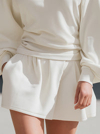 V-Neck Balloon Sleeve Two-Piece Set