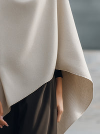 Taupe Asymmetric Drape Knit Poncho