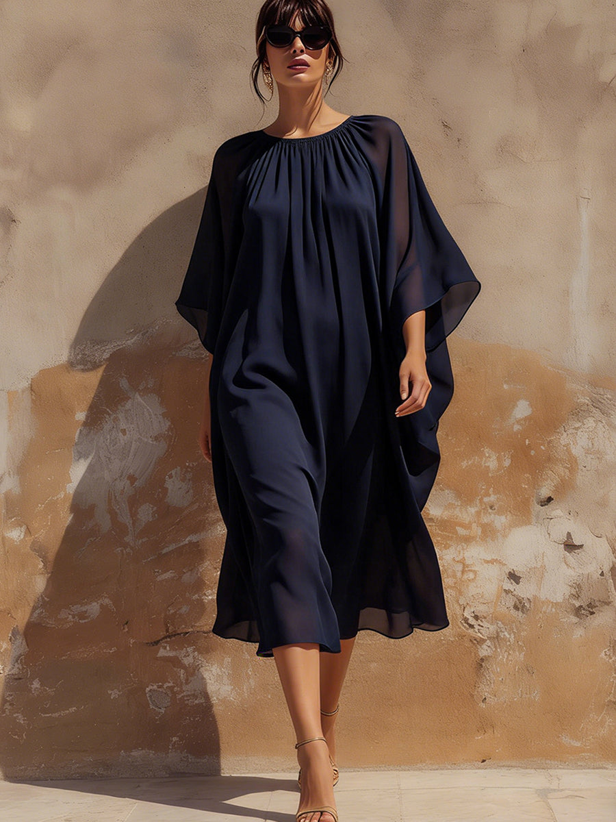 Elegant Flowing Chiffon Midi Dress