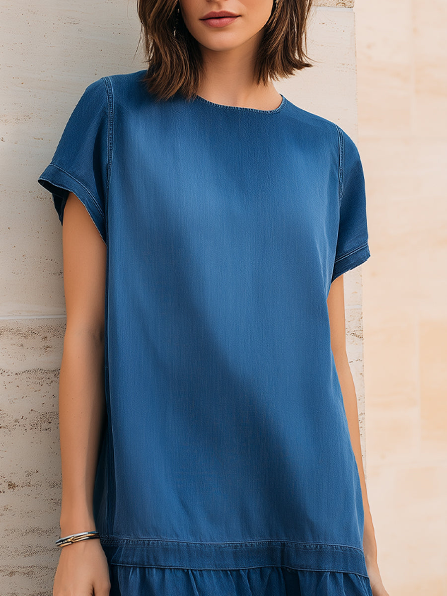 Short Sleeve Denim Mini Dress