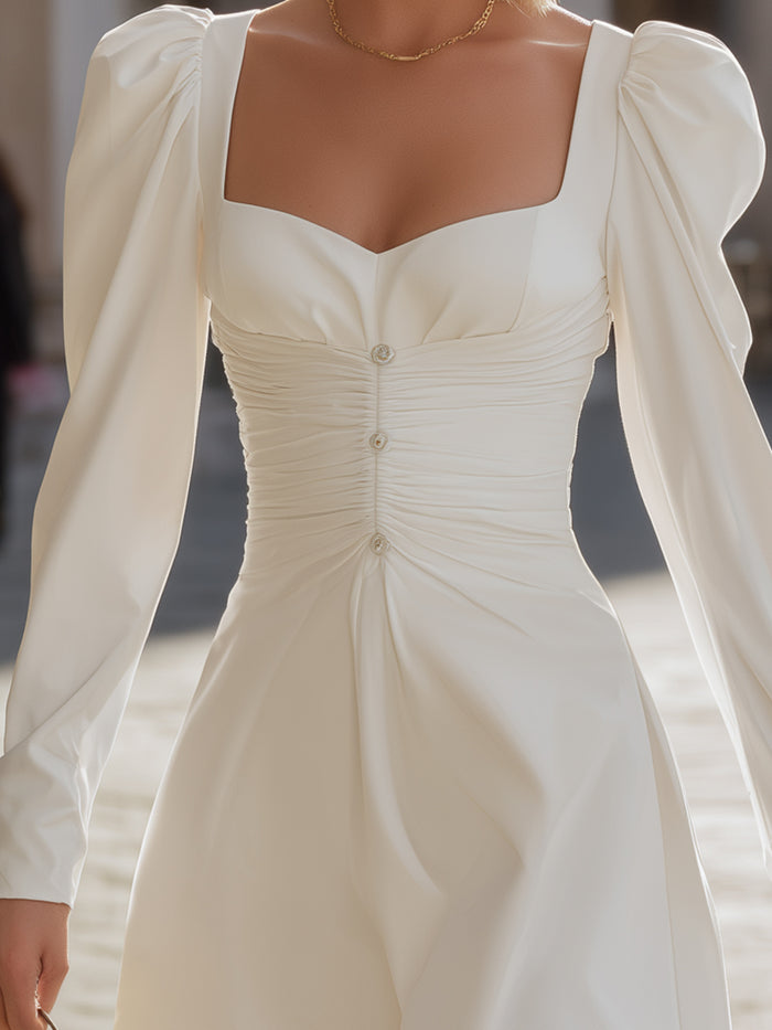 Sculpted Puff-Sleeve Mini Dress