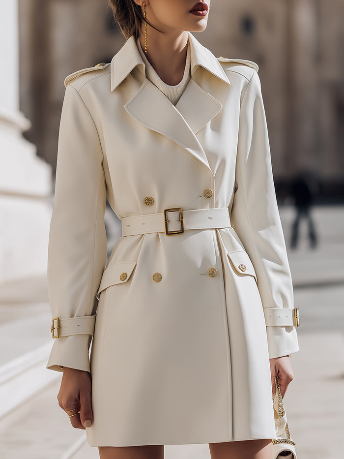 Double-breasted Tie Trench Coat Dress