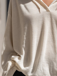 Ivory Relaxed Drawstring Hoodie