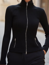 Asymmetric Pleated Panel Turtleneck Top