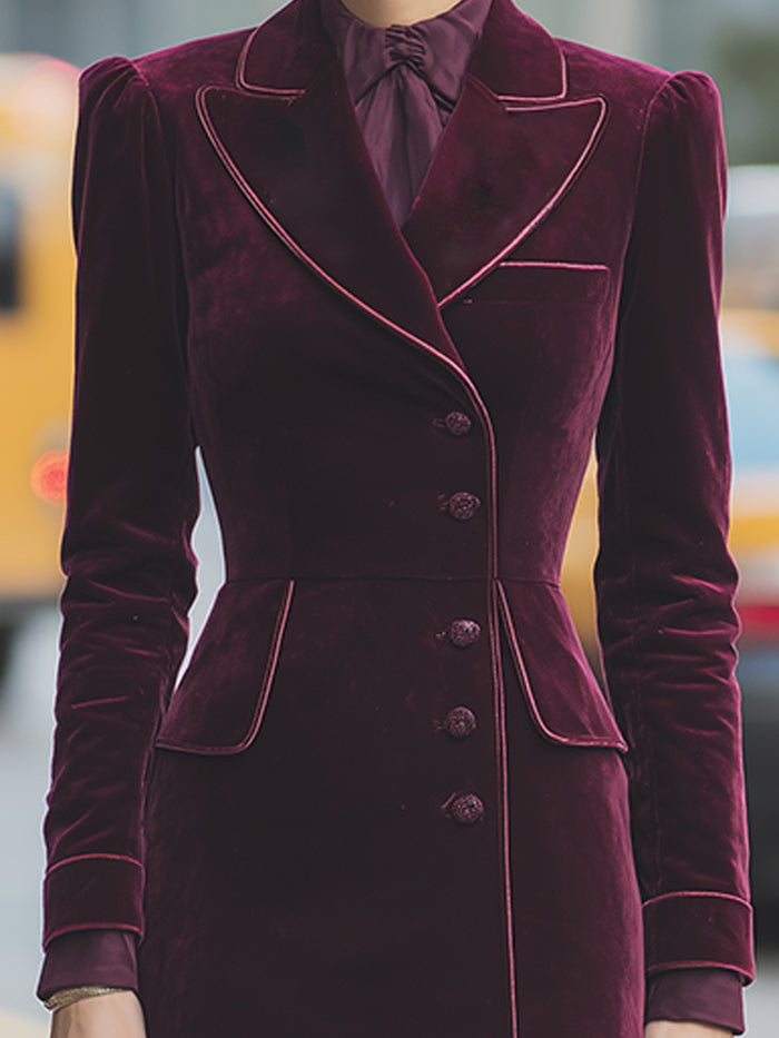 Velvet Tailored Maxi Coat Dress