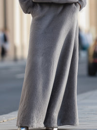 Charcoal Plush Hoodie And Wide-Leg Pant Set