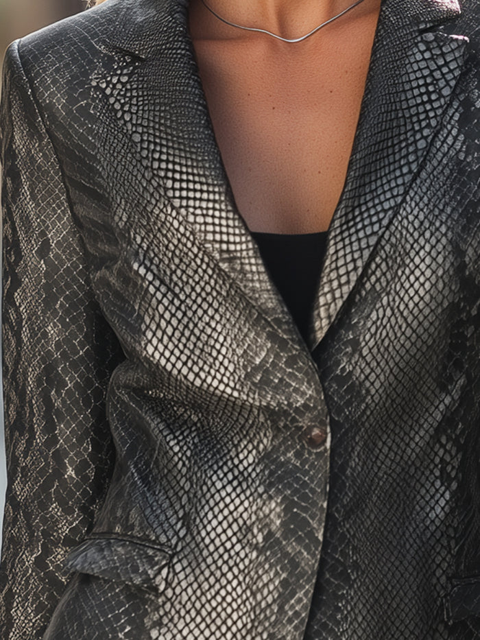 Metallic Python-Embossed Blazer