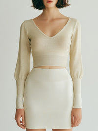 Champagne Shimmer Knit Two-Piece Set