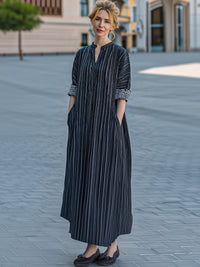 Vertical Stripe Relaxed Maxi Dress