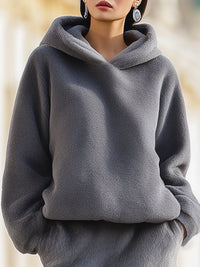 Charcoal Plush Hoodie And Wide-Leg Pant Set