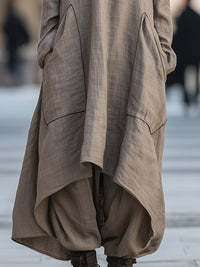 Relaxed Linen-Blend Cocoon Dress With Draped Hem