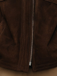 Mocha Brown Suede Zip-Up Jacket