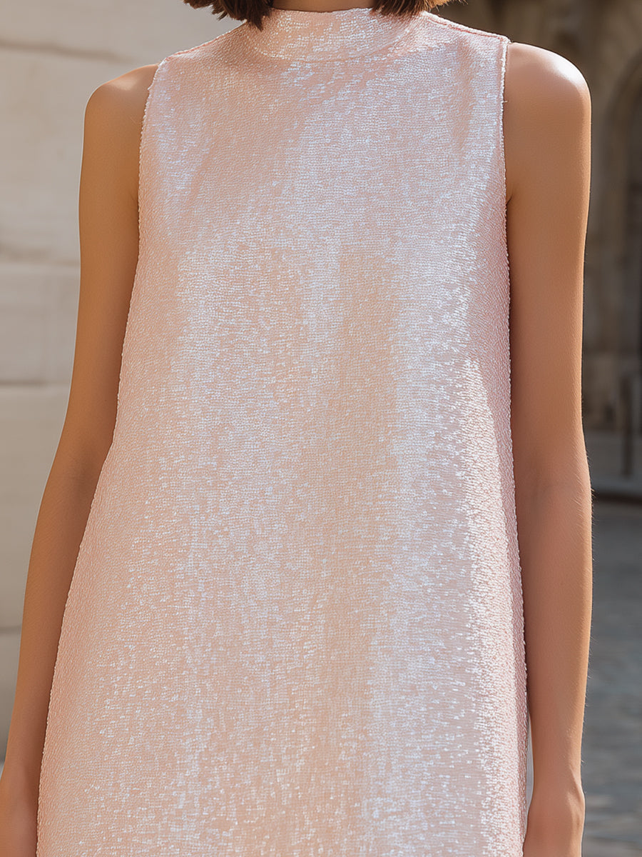 Blush Textured Sleeveless Shift Dress