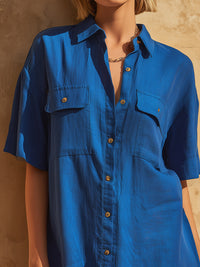 Relaxed Button-Front Utility Shirt Dress