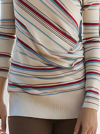 Asymmetric One-Shoulder Striped Knit Top