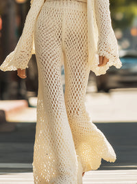 Cream Crochet Knit Three-Piece Set