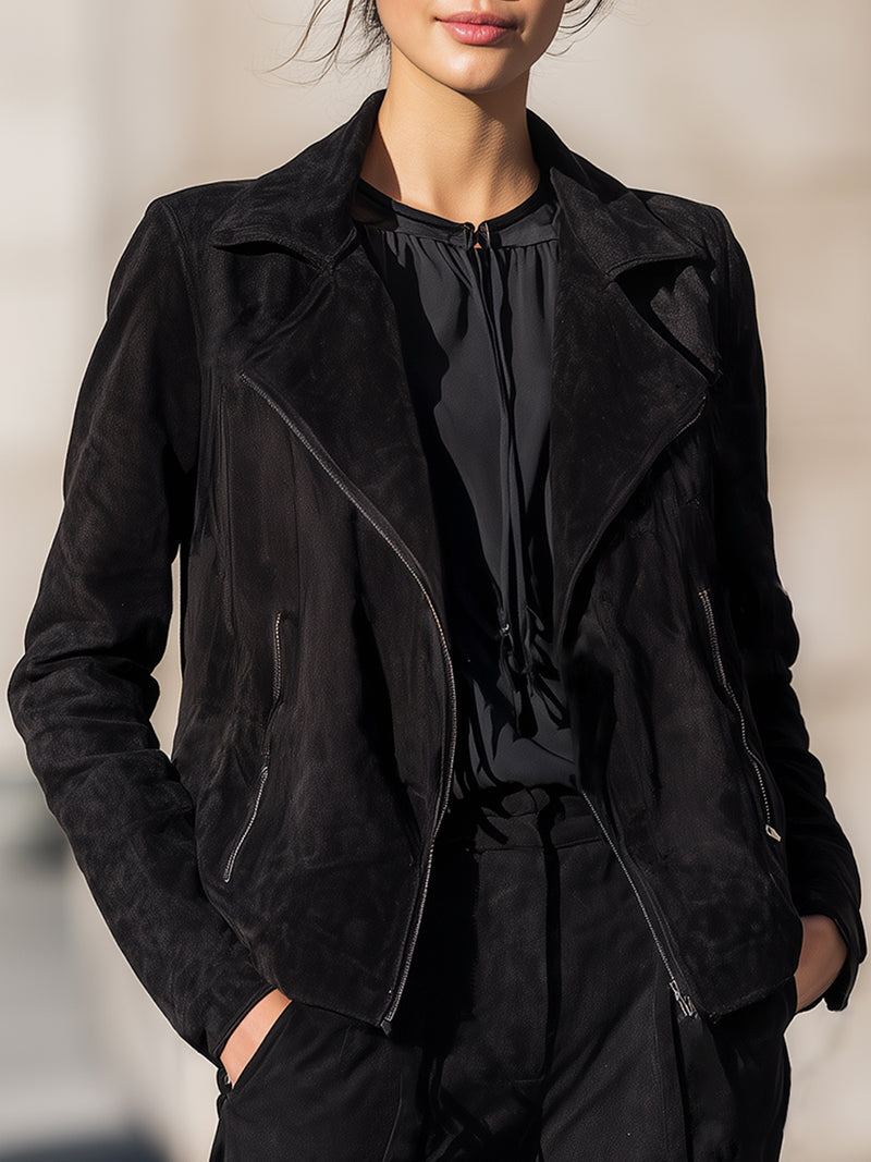 Black Suede Biker Jacket