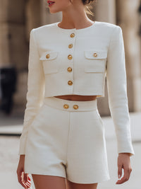 Cropped Jacket And High-Waist Shorts Set
