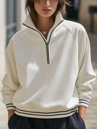 Zip-Collar Sport Luxe Knit Sweatshirt