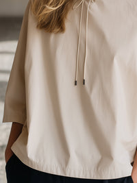 Minimalist Drawstring Collar Relaxed Blouse