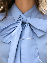 Light Blue Shirt With Hand-decorated Bow Tie