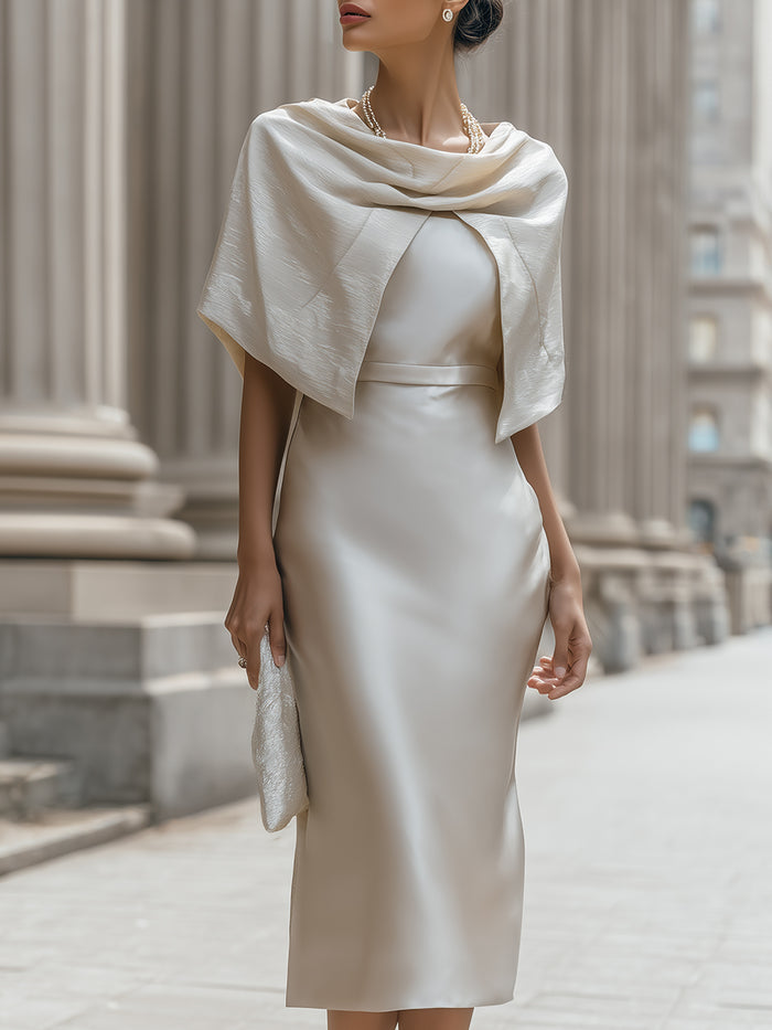 Elegant Draped Capelet Sheath Dress