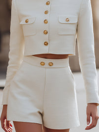 Cropped Jacket And High-Waist Shorts Set