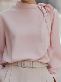 Elegant Pink Bow Detail Blouse