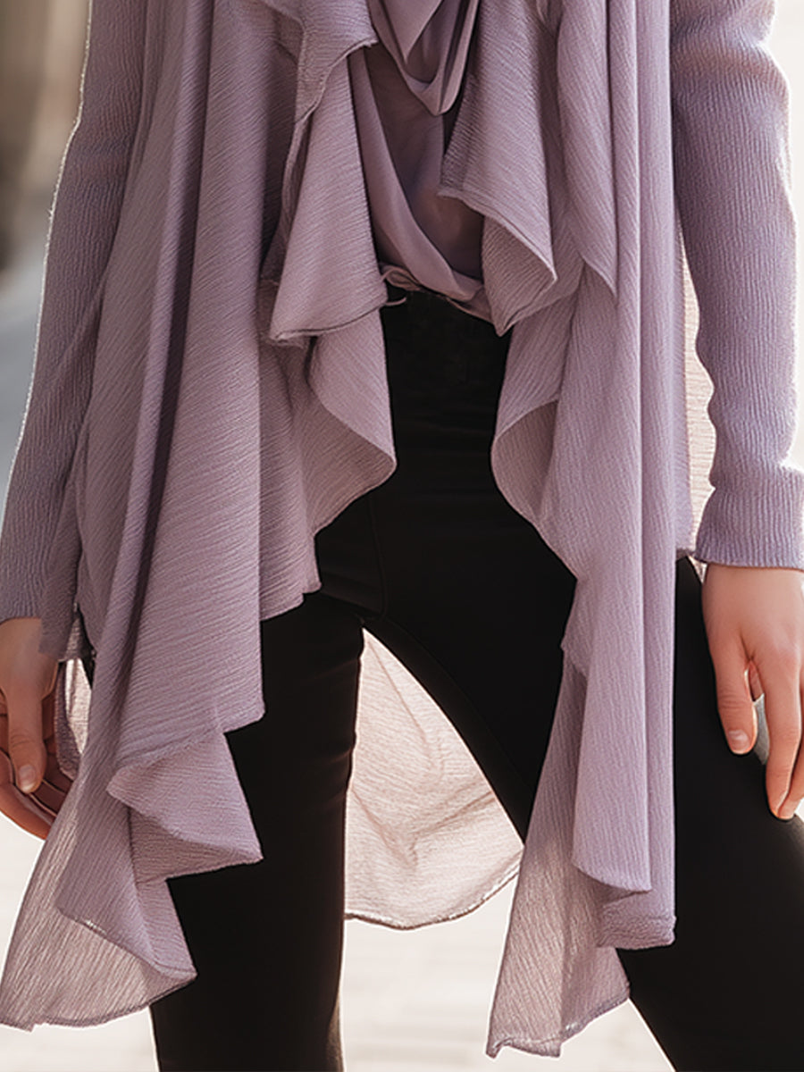 Cascading Ruffle Draped Cardigan Top