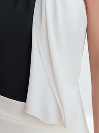 Asymmetric Halter-Neck Colorblock Top