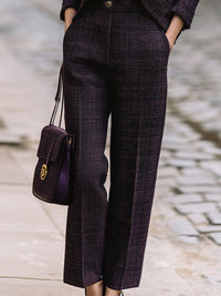Dark Purple Tweed Pantsuit Set