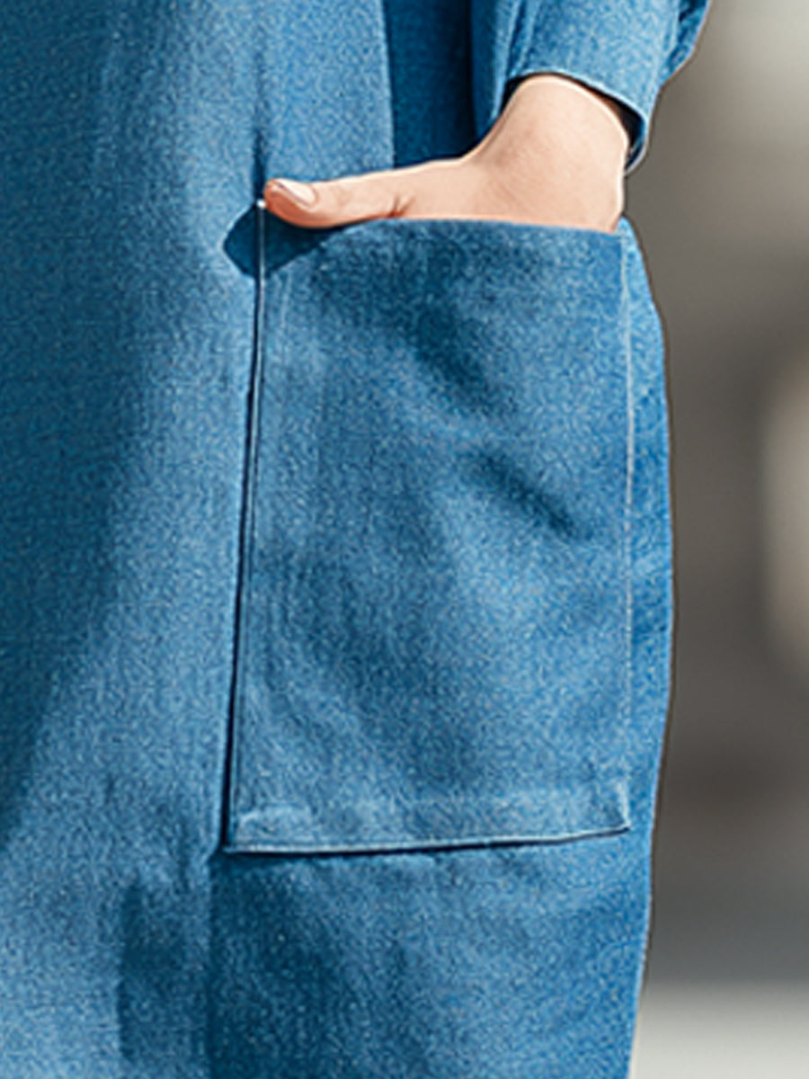 Minimalist Denim Cocoon Midi Dress