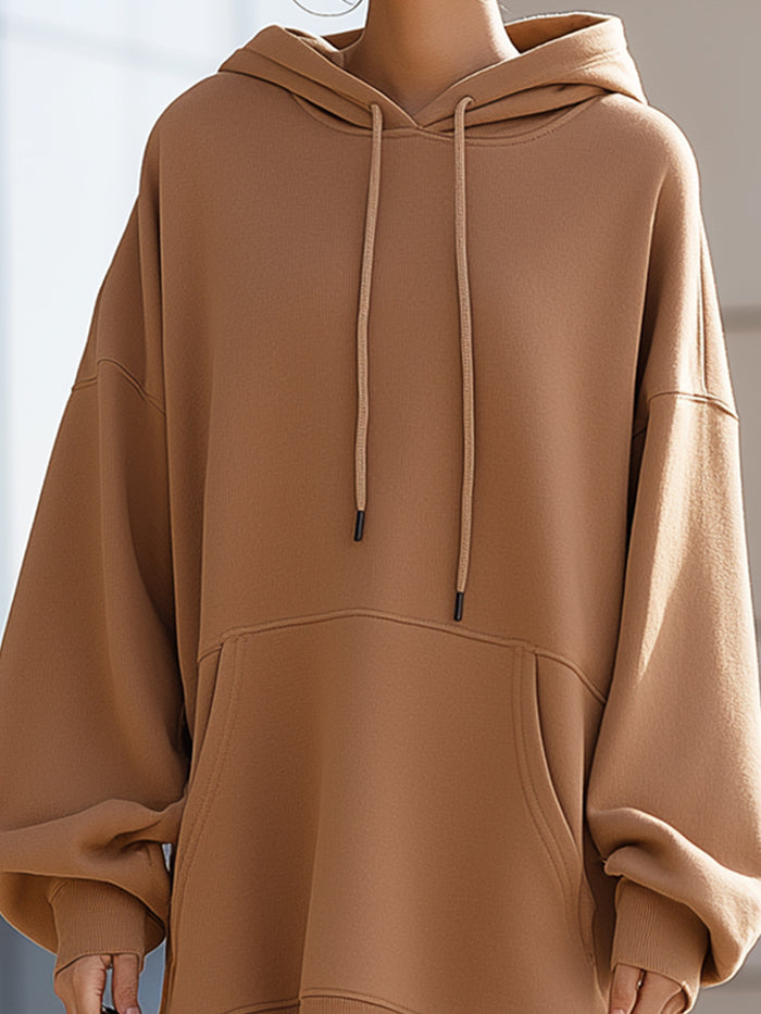 Camel Oversized Hoodie Dress