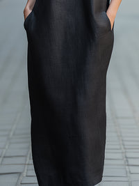 Minimalist Cap Sleeve Boat Neck Midi Dress