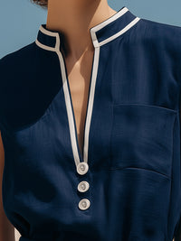 Nautical Contrast Trim Sleeveless Blouse