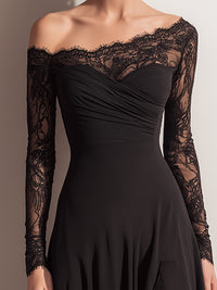 Black Lace Off-Shoulder Evening Gown