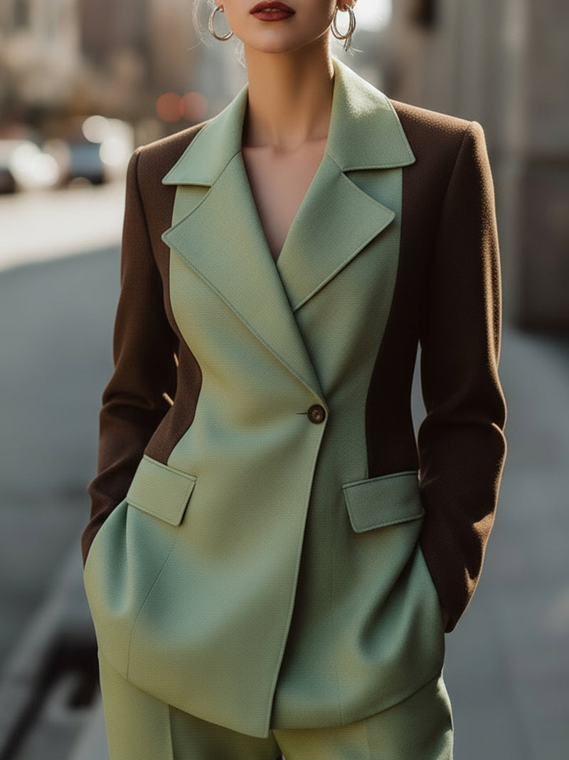 Colorblock Double-Breasted Blazer