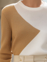 Colorblock Geometric Knit Sweater